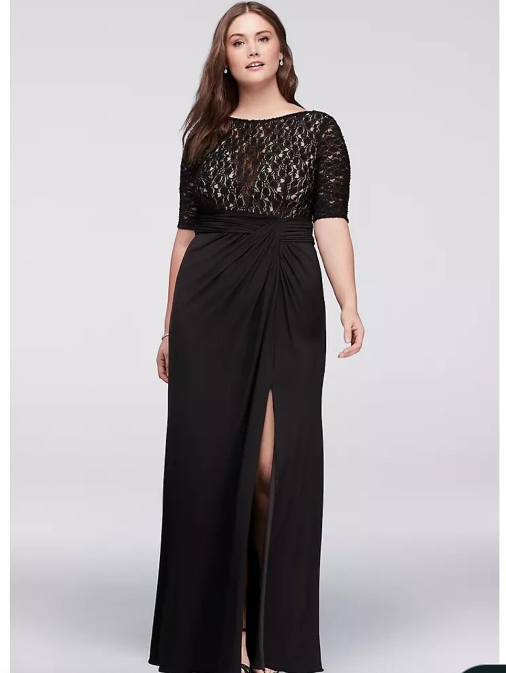 Davi's Bridal Lace Bodice Maxi Dress With Gathered Jersey Skirt Size 6